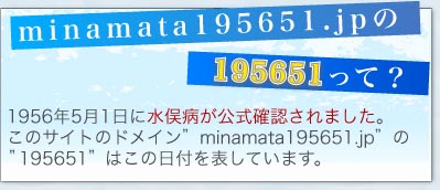 このサイトのドメイン”minamata1956.jp”の”195651”は、この日付を表しています。